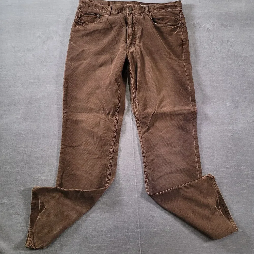 Polo Ralph Lauren Corduroy Pants Mens 37x34 Brown Straight Leg Chino Ribbed Pant
